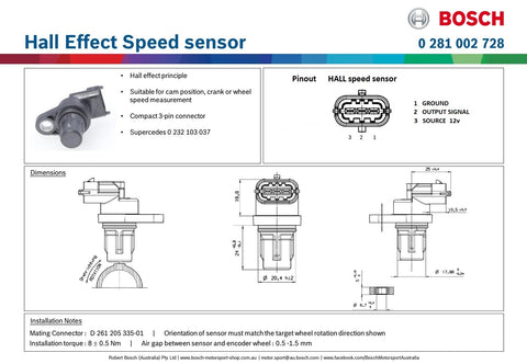 Bosch Hall Effect Speed Sensor – ECUMaster Australia